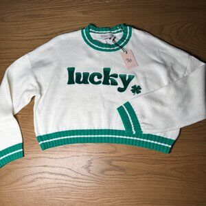 Sincerely Jules Lucky Embroidered St. Patrick’s Irish Green‎ Sweater Size L